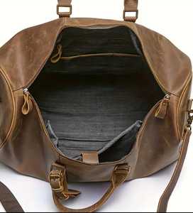 Factory Custom Logo <b>Men</b> Duffel <b>Bag</b> Crazy Horse <b>Leather</b> Travel <b>Bag</b> Weekend Saco De Viagem De Couro <b>Leather</b> <b>Duffle</b> <b>Bag</b> for <b>Men</b> - Product Image 6