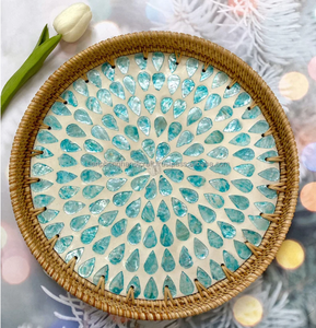 Bandeja de piedra azul con perlas para madre, bandeja decorativa colorida para servir en casa, restaurante, cafetería, novedad - Product Image 1