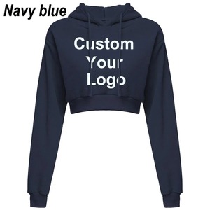 Sudadera con capucha de algodón para mujer con logotipo personalizado, abrigo superior corto, Jersey deportivo, Tops con capucha, ropa de otoño e invierno para mujer - Product Image 5
