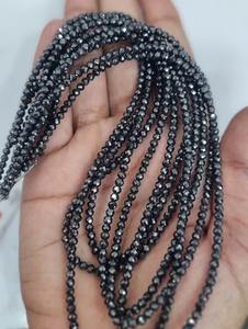 Perles de diamant à facettes en moissanite noire de 3mm, perles de moissanite, grade AAA, 16 pouces pour collier, bracelet et mangalsutra en diamant - Product Image 2