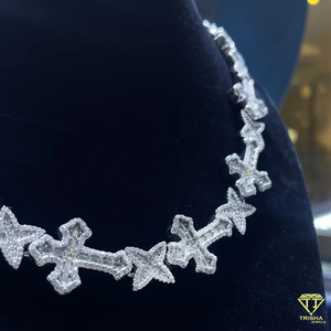 Iced OUT VVS Lab หินหินเพชรที่ปลูกด้วยเงินรูปกางเขน925เงินสเตอร์ลิงเป็นของขวัญการทดสอบเพชรแบบกำหนดเองสำหรับเธอ - Product Image 3