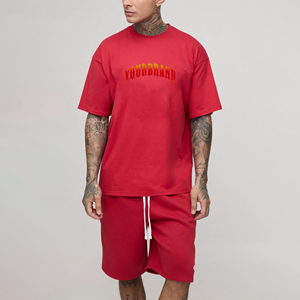 Venta al por mayor 2 piezas para hombre conjunto corto 100% algodón logotipo bordado personalizado cómodo streetwear jogging hip hop chándal para hombre - Product Image 4