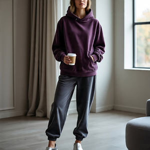 Survêtement en velours pour femmes Ladies Wholesale Pullover Velvet Hoodie Sweatpants Heavyweight Fleece Velour Pullover Track Suit Women - Product Image 4