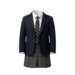 Conjunto de Blazer de Uniforme Azul Marino para Niños con Corbata y Pantalones Grises - Product Image 4