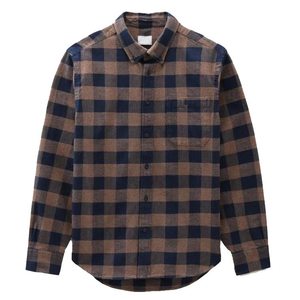 <b>Mens</b> Plaid <b>Flannel</b> <b>Shirt</b> in Dark Brown and Navy <b>Blue</b> with Custom Protective <b>Shirt</b> Features for Casual Wear new design - Product Image 1