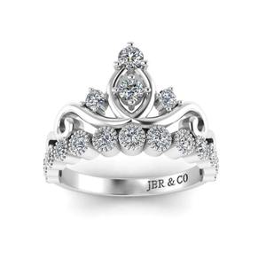 Offre spéciale diamant rond 925 argent Sterling Prince couronne diadème bague de fiançailles pour les femmes au prix de gros bague minimaliste - Product Image 2