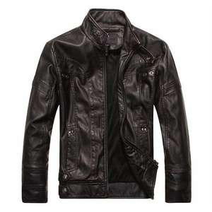 Automne hiver hommes décontracté fermeture éclair veste en cuir hommes vêtements mince à manches longues en cuir mode veste moto veste - Product Image 5