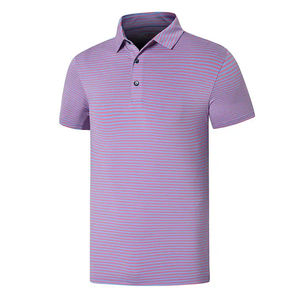 เสื้อโปโลลายทางสำหรับผู้ชายเสื้อกอล์ฟผ้าสแปนเด็กซ์โพลีเอสเตอร์ทรงเข้ารูปสีตามสั่ง - Product Image 1
