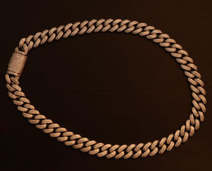 Collar de Diamantes VVS y Moissanita, Joyería Fina de Lujo, Chapado en Oro, Cadena Cubana de 8mm 10mm 12mm 15mm, Certificado IGI - Product Image 4