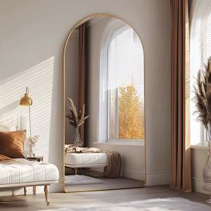 Gold <b>Arched</b> Mirror 80x180cm Elegant Modern Luxury <b>Framed</b> Full Length Mirror for Living Room Bathroom Decoration at Smartspace - Product Image 1