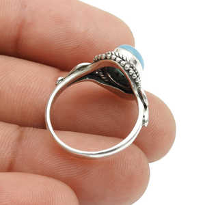 Bague en argent sterling 925 avec pierre précieuse en calcédoine, style bohème fait à la main, bague unisexe, parfaite pour un usage quotidien et un cadeau d'anniversaire pour femme - Product Image 5
