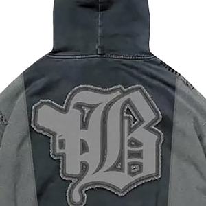 Sweats à capuche vintage unisexe 100% coton personnalisés de haute qualité impression numérique patch de broderie épais à capuche hiver approprié - Product Image 5