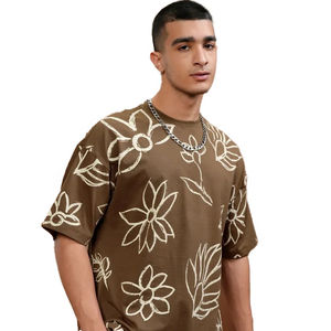 T-shirts en coton peigné 100% surdimensionnés à épaules tombantes, lavage à l'acide vintage, poids lourd, logo imprimé sur écran personnalisé pour hommes - Product Image 5