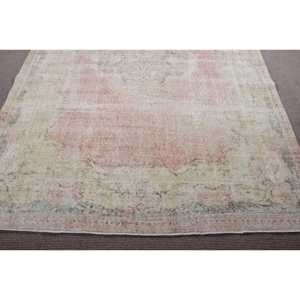 Tapis turc vintage de 6,7 x 10 pieds, grand tapis, tapis persan blanc - Product Image 5