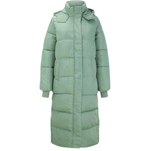 Chaqueta acolchada larga de longitud larga para mujer, servicio OEM, a prueba de viento, estilo con capucha, Color sólido y patrón, chaqueta acolchada larga para mujer - Product Image 3