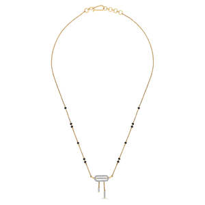 Collar de Mangalsutra Moderno con Cuentas Finas de Oro Celestial y Diamantes para Mujer - Product Image 2