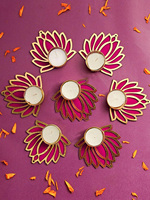 Ensemble de 7 porte-bougies en laiton, design lotus, rose doré, décoration d'intérieur, support de bougie résistant à la chaleur