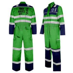 Ensemble de travailleurs industriels salopette et chemise boutonnée en polyester réfléchissant avec col rond Vêtements de travail utilitaires OEM à rayures - Product Image 5