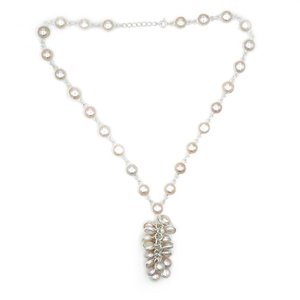 Collar de Plata de Ley 925 Hecho a Mano con Piedras Preciosas y Perlas, Joyería Elegante para Mujer, Regalo para Ella NL0055-GS - Product Image 1