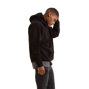 Sudadera con Capucha Negra para Hombre, Corte Regular, Informal, con Bolsillo - Product Image 2