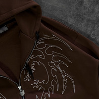 Yingling DTG Sweat à capuche zippé pour homme, en coton épais, coupe ample, style streetwear, personnalisable avec logo, coupe courte