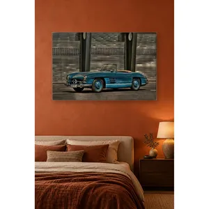 Fida Petrol Blue Mercedes 300 SL Roadster in Front of Shutters <b>Canvas</b> Print - Product Image 2