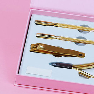GOLD BOX KIT 4 Pcs Premium Professional Stainless Steel Manucure Set HOT SELLING Fall-less Nails Dual-End Cuticle Pushers - Product Image 5