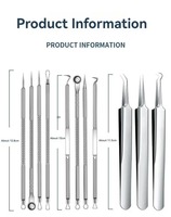 Kit de 11 instruments manuels d'extraction de points noirs et de nettoyage des pores, instruments chirurgicaux dentaires de classe II certifiés CE, pour l'acné et les soins du visage
