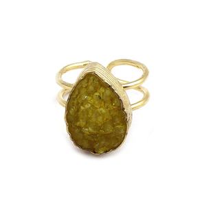 Sucre rouge Druzy Gemstone Plaqué Or Réglable Poire Bague Faite À La Main Élégante Agate Druzy Gemstone Bijoux Confortable Élégant Anneau - Product Image 5