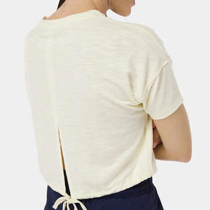 เสื้อยืดแขนสั้นทรงหลวมสำหรับผู้หญิง, เสื้อยืด100% ผ้าฝ้ายออร์แกนิคถักแบบแห้งเร็วระบายอากาศได้ดีดีไซน์สตรีท - Product Image 3