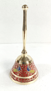 Brass Engraved <b>Hand</b> Bell Green Color <b>Hand</b> Engraved Latest Design Customize Modern Brass <b>Hand</b> Bell New Design Indian Supplier - Product Image 2