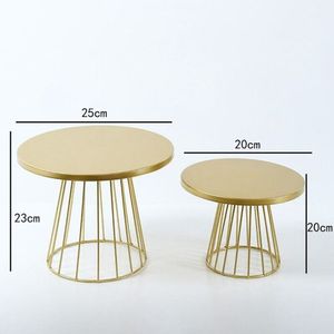 Ensemble de 2 supports à gâteaux ronds en métal et en fer de taille différente vaisselle de restaurant et d'hôtel supports à dessert faits à la main - Product Image 4