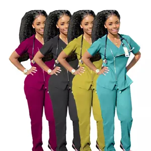 Scrubs Uniforms Sets Nurse Women Scrubs Sets Spandex Medical Scrub Sets with Zipper