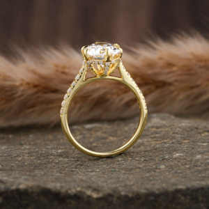 Anillo de compromiso de diamante de corte ovalado cultivado en laboratorio 1,50, anillo de Halo oculto de regalo de lujo de moda de oro sólido de 10K para mujer, certificado IGI - Product Image 3