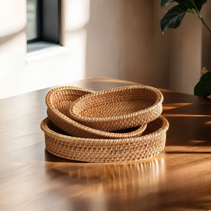 Handwoven Oval Bamboo Storage <b>Basket</b> Woven Fruit Tray Eco-Friendly Multifunction Organizer for Kitchen <b>Food</b> Storage - Product Image 6