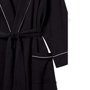 Peignoir Homme Haute Qualité 100% Coton Polaire Respirant à Manches Longues Effet Gaufre Séchage Rapide Service OEM Taille Personnalisée en Promotion - Product Image 4