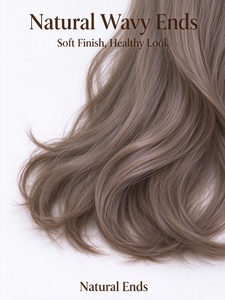 Peluca de Cabello Humano Largo y Ondulado Color Marrón Lino, Fibra Sintética con Ondas Suaves, Línea de Cabello Natural para Uso Diario - Product Image 6