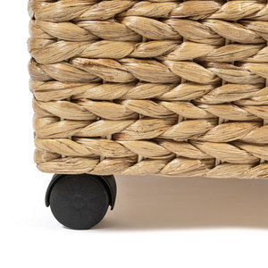 26.38\" Minimalist Hand-Woven Hyacinth/<b>Wood</b> Underbed Storage Bin with <b>Wheels</b> and Handles - Product Image 3