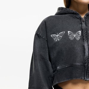 Nouveauté : sweat-shirts décontractés pour femmes en noir avec logo personnalisé imprimé, lavés à l'acide, respirants, streetwear, col à capuche, hiver - Product Image 5