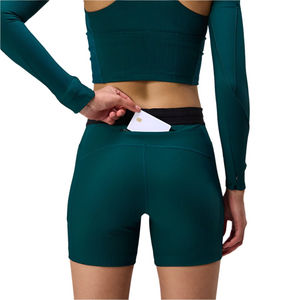 Wholesale <b>Women</b> Shorts <b>Tight</b> Butt Lift <b>Compression</b> Fitness Gym Running Training Sports Yoga Shorts With Zipper Mesh Pocket - Product Image 3