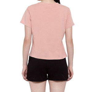 Camiseta Ligera Informal de Verano para Mujer con Botones, Patrón Geométrico, Algodón/Fibra de Bambú, Manga Corta - Product Image 3