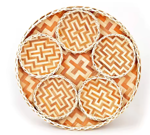 Bandeja para servir de bambú con forma de flor redonda multifuncional Tamaño personalizado Cocina decorativa y uso doméstico Plat - Product Image 2