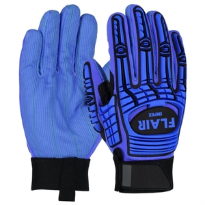 TPR Impact Protection Safety Glove with <b>Corded</b> Cotton Palm and Spandex Back Daily Use - Product Image 1