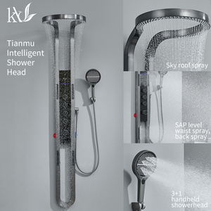 مجموعة صنبور حمام متعددة الوظائف بتصميم جديد من ياك مع رأس دش سقفي وشلال ومجموعة خلاط حراري - Product Image 3