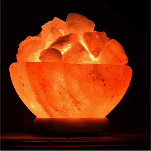 Cuenco de Sal del Himalaya, Lámpara de Sal Natural, Cuenco de Cristal de Sal del Himalaya Decorativo Hecho a Mano, Luz Cálida para Decoración del Hogar, Iluminación de Mesa - Product Image 1
