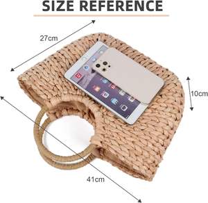 Sac à main en jacinthe d'eau d'été écologique pour femmes avec poignée en anneau Nouveau design Simple cadeau de beauté naturelle du Vietnam - Product Image 3