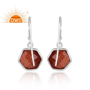 Best Selling <b>Fine</b> Sterling Silver Natural Golden Sunstone Gemstone Dangle <b>Earring</b> Custom Jewelry Manufacturer - Product Image 4