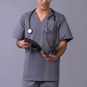 Enfermeras y Doctor Wear 2 piezas Scrubs Uniforme Camisa y pantalón Conjunto Elástico Hecho Unisex Hospital Scrub Uniforme - Product Image 5