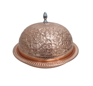 Vente chaude aluminium et fer luxe forme ronde Tajeen avec couvercle et Ghundi F354 cuivre finition Antique à la main - Product Image 1