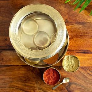 กล่องเครื่องเทศด้วยโลหะทองเหลืองมีลวดลายมันดาลาที่สวยงามและงานฝีมือที่ประณีตตกแต่งบ้านห้องครัว - Product Image 6